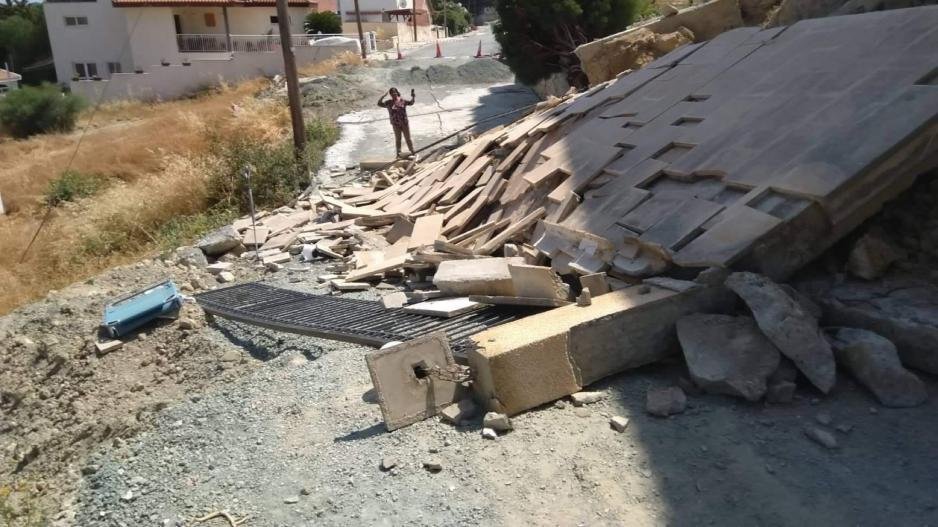 The construction of the retaining wall in Pissouri has been halted.