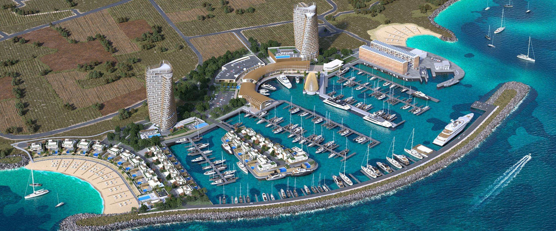 The East Tower skyscraper was commissioned in Ayia Napa Marina