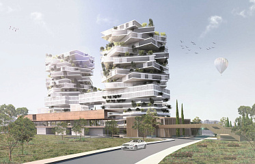 Two towers with a bridge in Larnaca